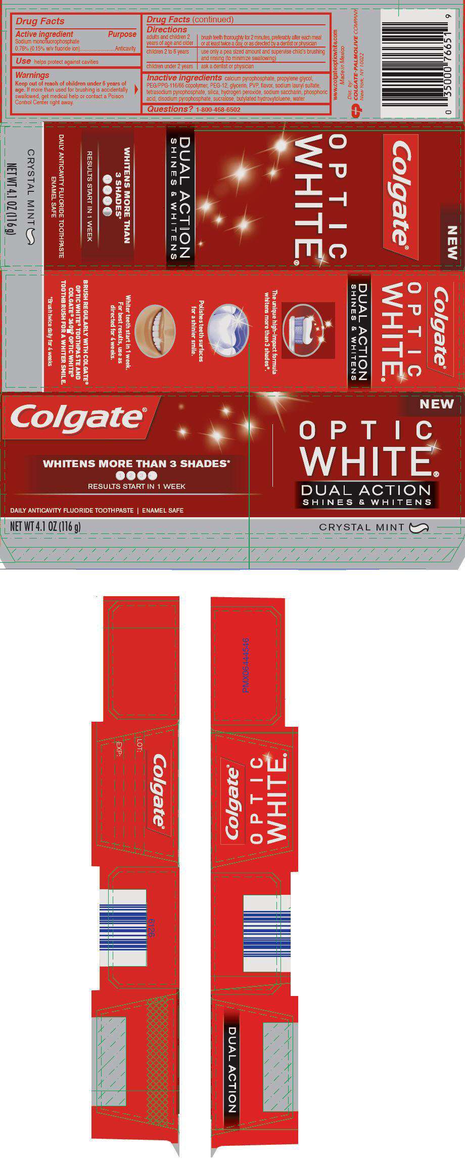 Colgate Optic White Dual Action Crystal Mint