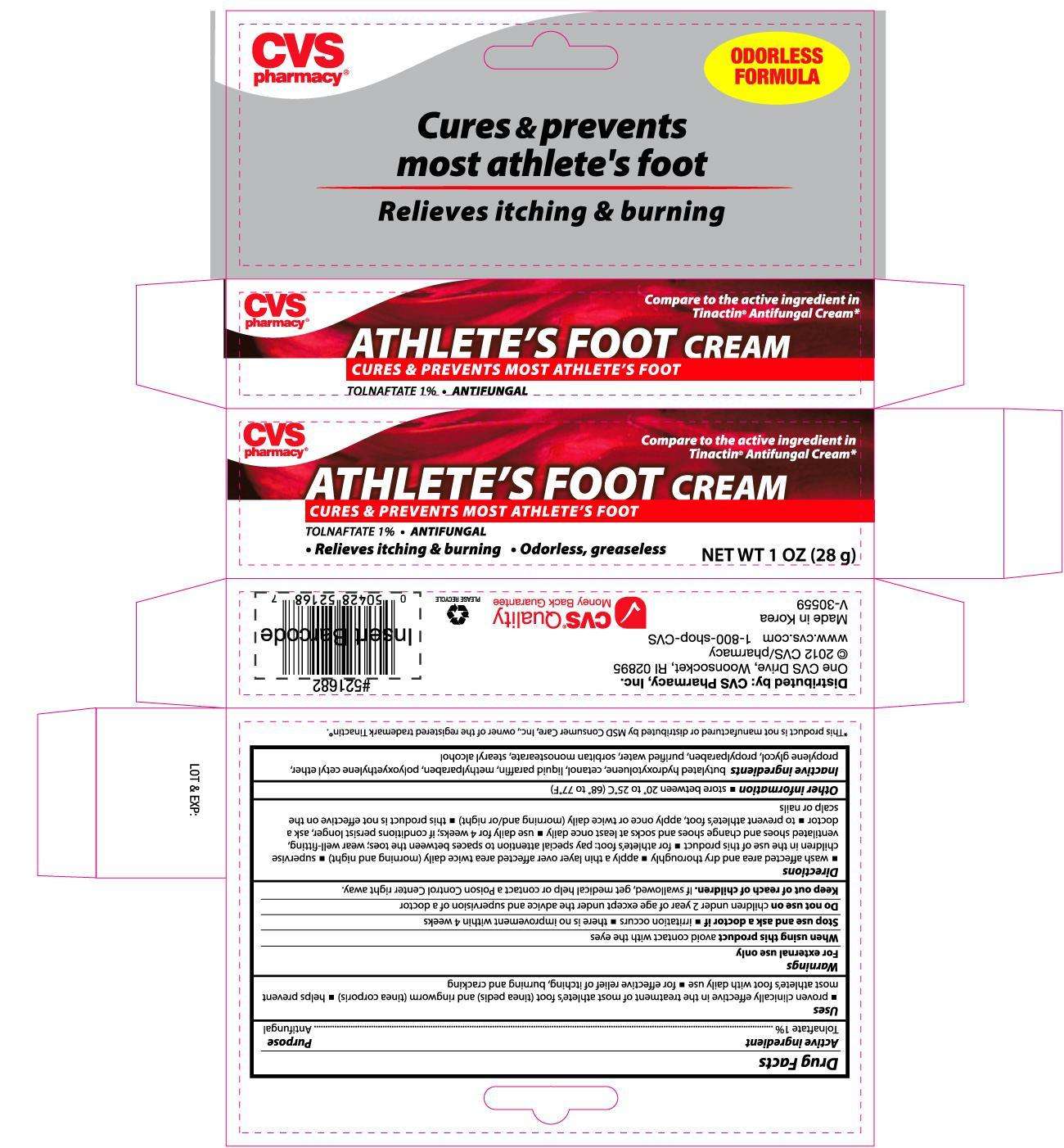 CVS ATHLETES FOOT CREAM TOLNAFTATE