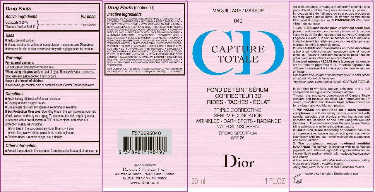 CD CAPTURE TOTALE Triple Correcting Serum Foundation Wrinkles-Dark Spots-Radiance with sunscreen Broad Spectrum SPF 25 040