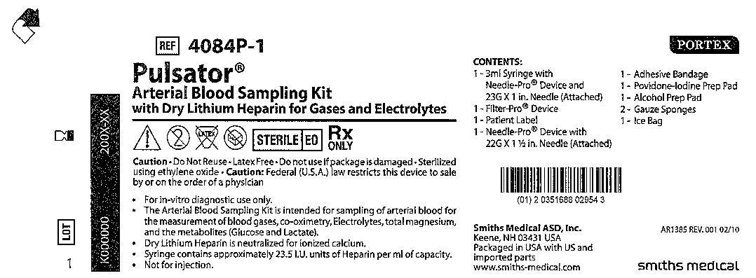 4084P-1 Pulsator Arterial Blood Sampling Kit with Dry Lithium Heparin for Gases and Electrolytes