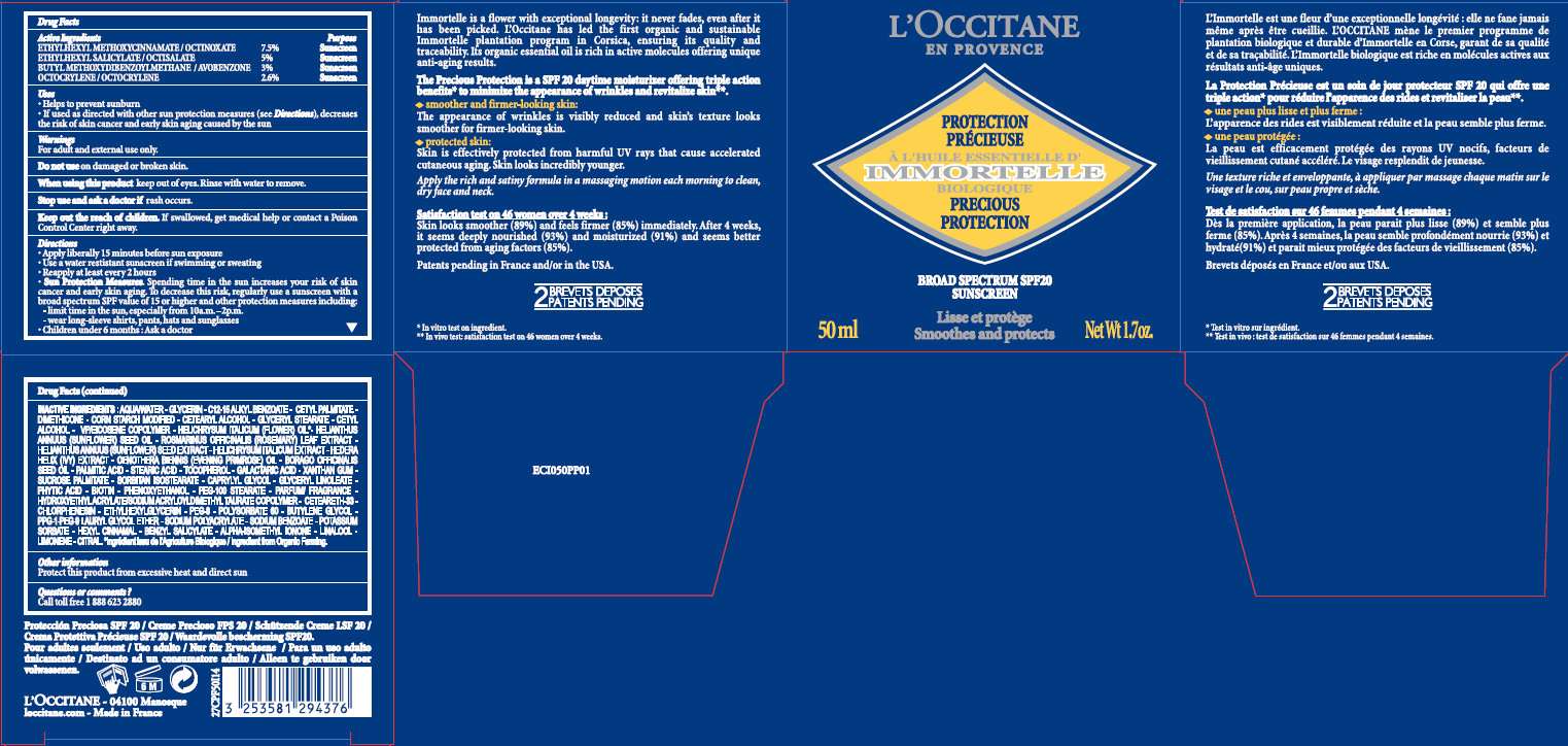 L OCCITANE IMMORTELLE PRECIOUS PROTECTION BROAD SPECTRUM SPF 20 SUNSCREEN