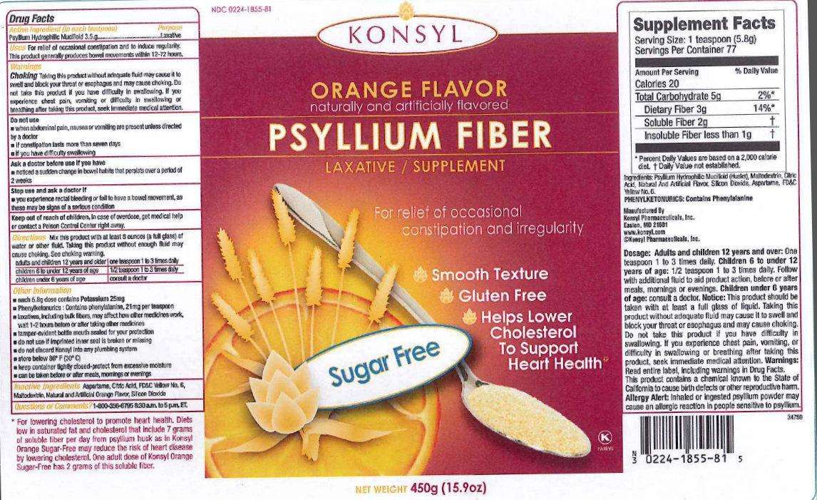 KONSYL Sugar Free Orange Flavor Psyllium Fiber