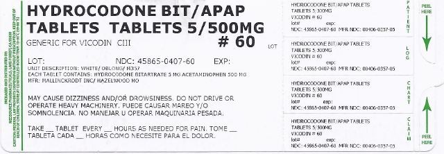 HYDROCODONE BITARTRATE AND ACETAMINOPHEN