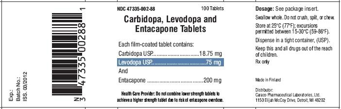 Carbidopa, levodopa and entacapone