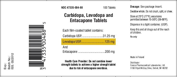 Carbidopa, levodopa and entacapone