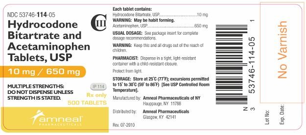 Hydrocodone Bitartrate and Acetaminophen Tablets