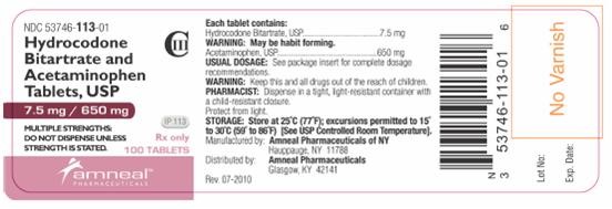 Hydrocodone Bitartrate and Acetaminophen Tablets