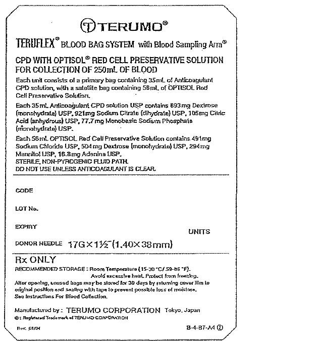 TERUFLEX Blood Bag System Anticoagulant Citrate Phosphate Dextrose (CPD) AND OPTISOL Red Cell Preservative