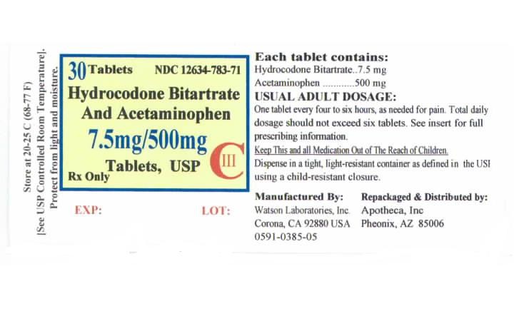 Hydrocodone Bitartrate and Acetaminophen